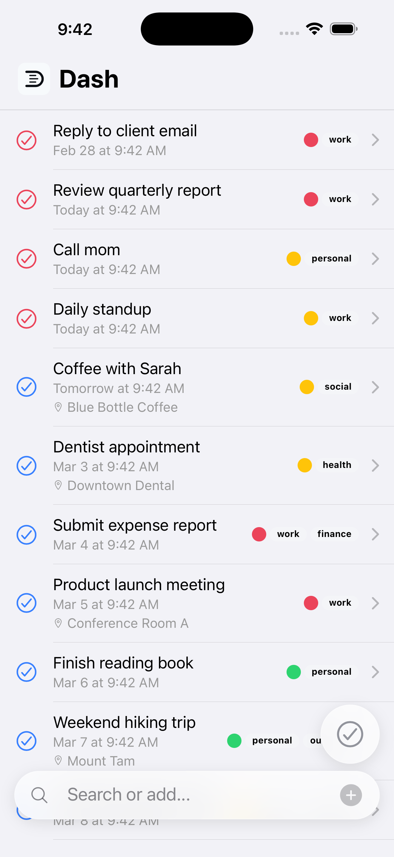 Dash home timeline in light mode